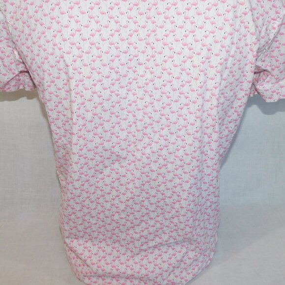 CON.STRUCT Mens M Slim Fit Stretch FLAMINGO Short Sleeve Button Front Shirt - Picture 13 of 13